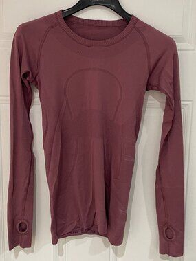 Lululemon Women's 4 Swiftly Tech Long Sleeve Shirt Pink Crew Neck Slim Fit